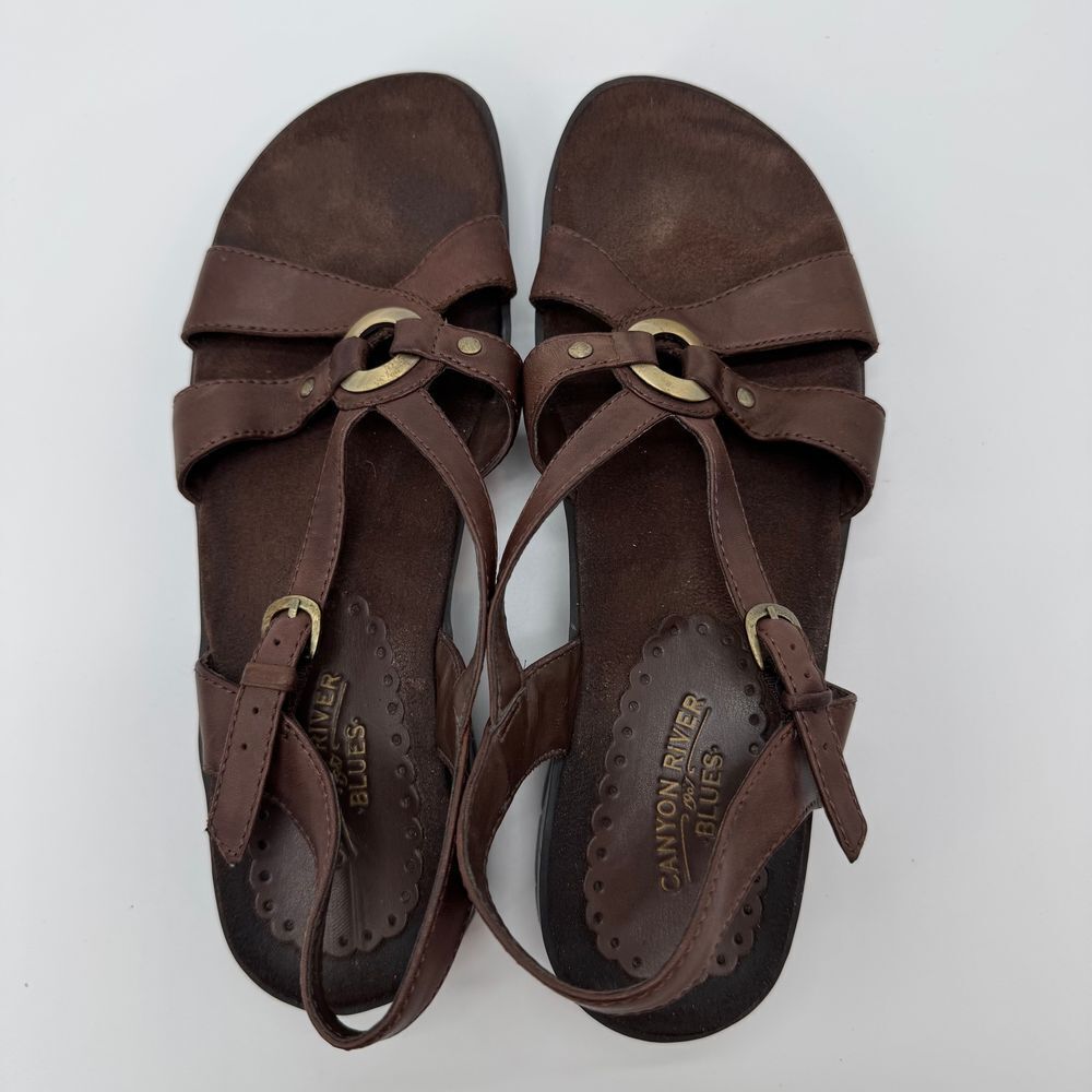 Canyon River Blues Brown Leather Comfort Sandals Women's‎ Size 6.538